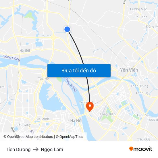 Tiên Dương to Ngọc Lâm map