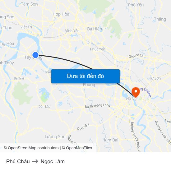 Phú Châu to Ngọc Lâm map