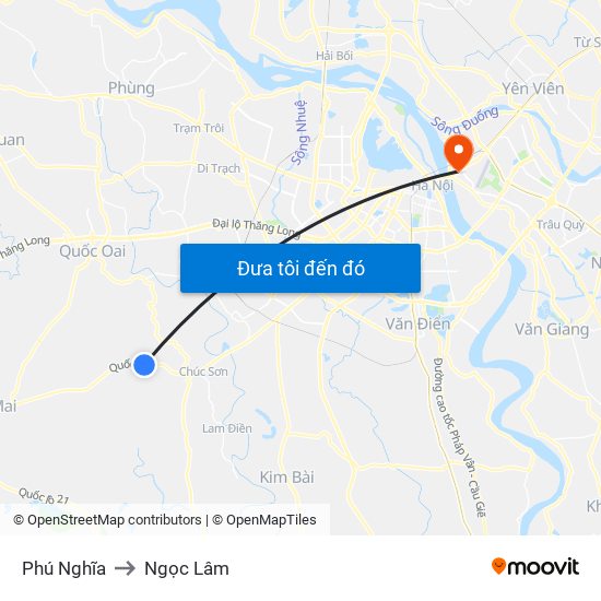 Phú Nghĩa to Ngọc Lâm map