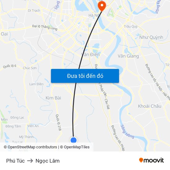 Phú Túc to Ngọc Lâm map