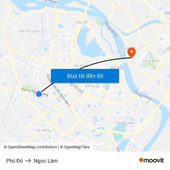 Phú Đô to Ngọc Lâm map