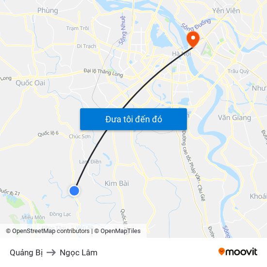 Quảng Bị to Ngọc Lâm map