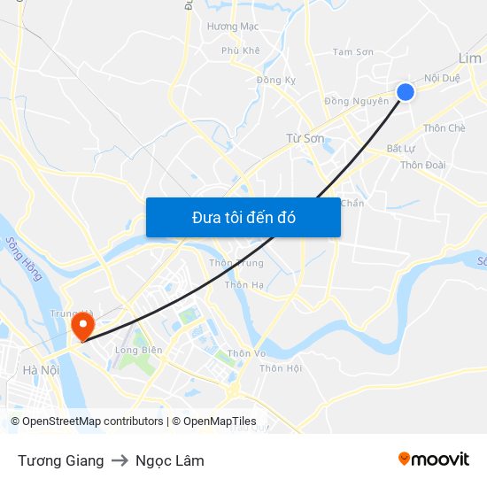 Tương Giang to Ngọc Lâm map