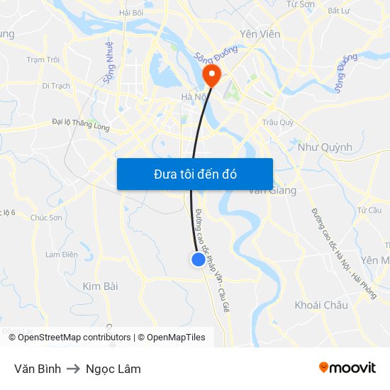 Văn Bình to Ngọc Lâm map