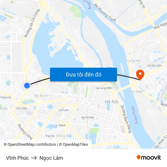 Vĩnh Phúc to Ngọc Lâm map
