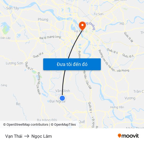 Vạn Thái to Ngọc Lâm map