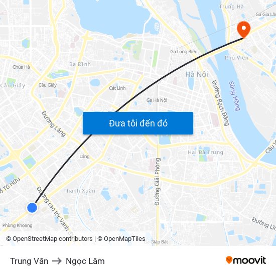 Trung Văn to Ngọc Lâm map
