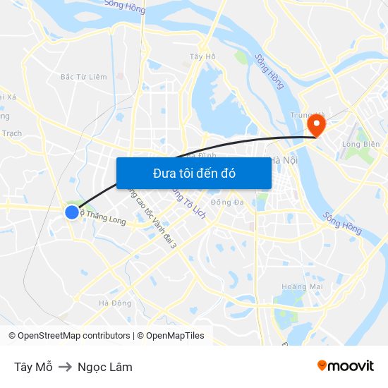 Tây Mỗ to Ngọc Lâm map