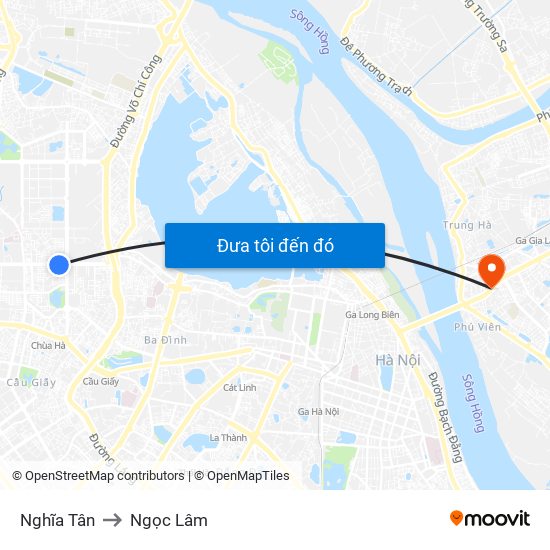 Nghĩa Tân to Ngọc Lâm map