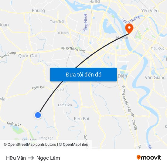 Hữu Văn to Ngọc Lâm map