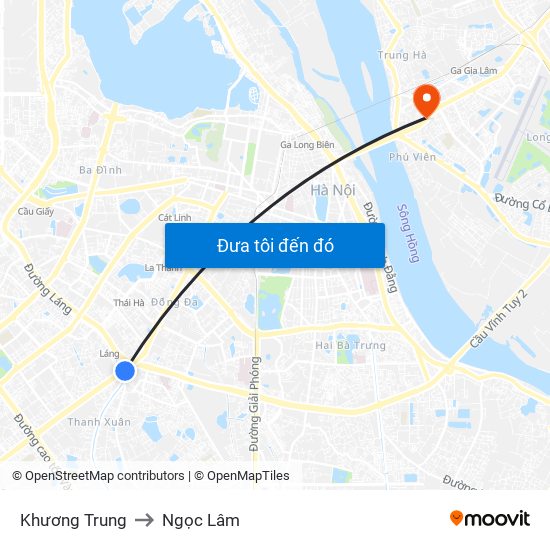 Khương Trung to Ngọc Lâm map
