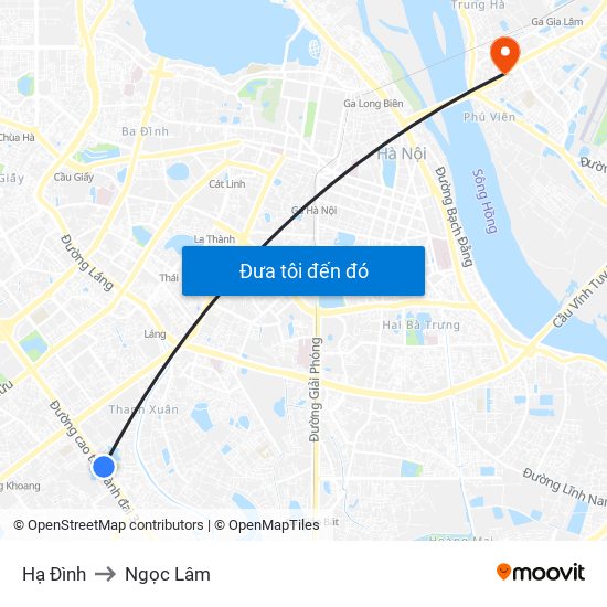 Hạ Đình to Ngọc Lâm map