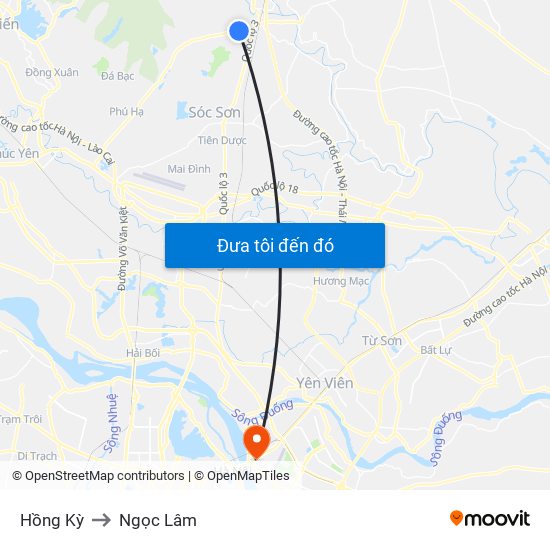 Hồng Kỳ to Ngọc Lâm map