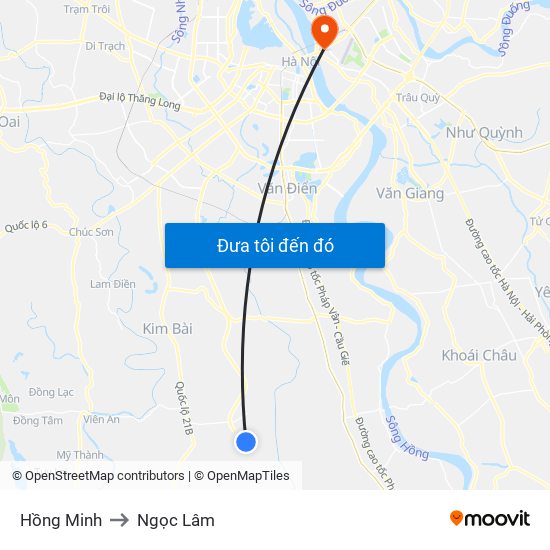 Hồng Minh to Ngọc Lâm map