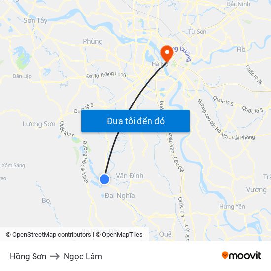 Hồng Sơn to Ngọc Lâm map