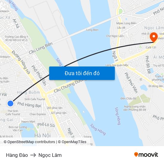 Hàng Đào to Ngọc Lâm map