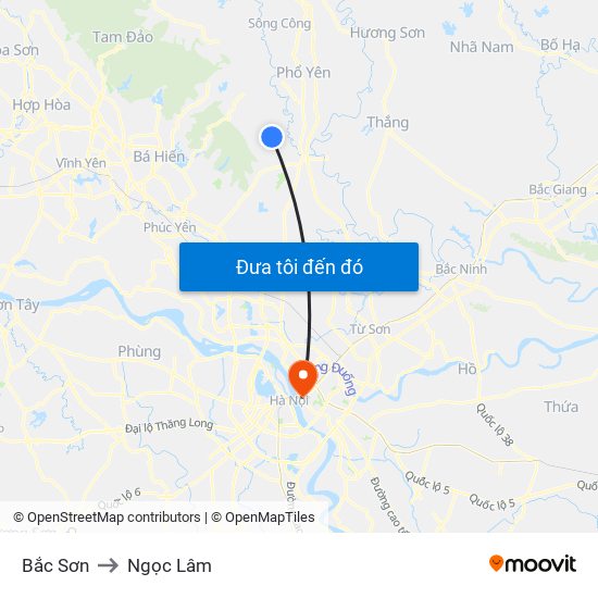 Bắc Sơn to Ngọc Lâm map