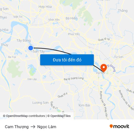 Cam Thượng to Ngọc Lâm map