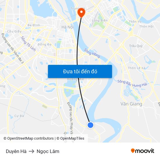 Duyên Hà to Ngọc Lâm map