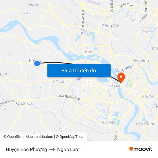 Huyện Đan Phượng to Ngọc Lâm map