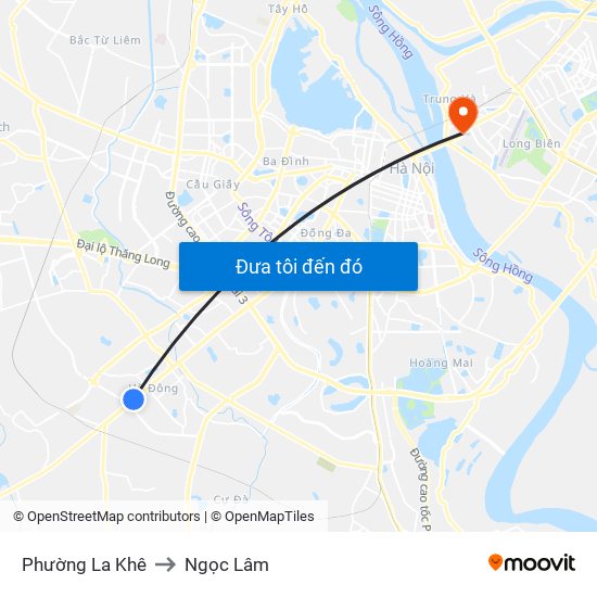 Phường La Khê to Ngọc Lâm map