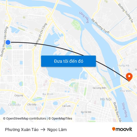 Phường Xuân Tảo to Ngọc Lâm map