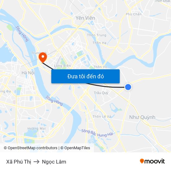 Xã Phú Thị to Ngọc Lâm map