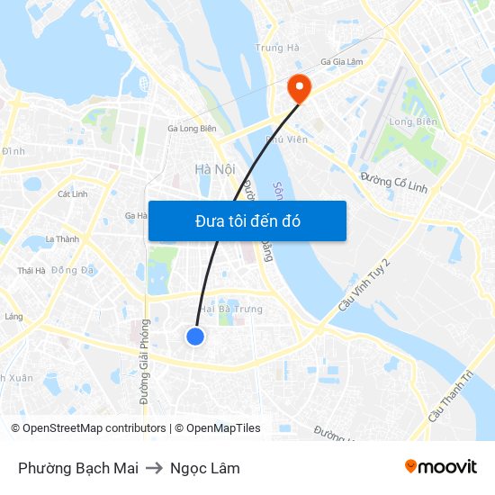 Phường Bạch Mai to Ngọc Lâm map