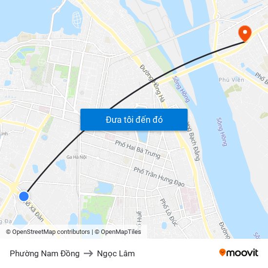 Phường Nam Đồng to Ngọc Lâm map