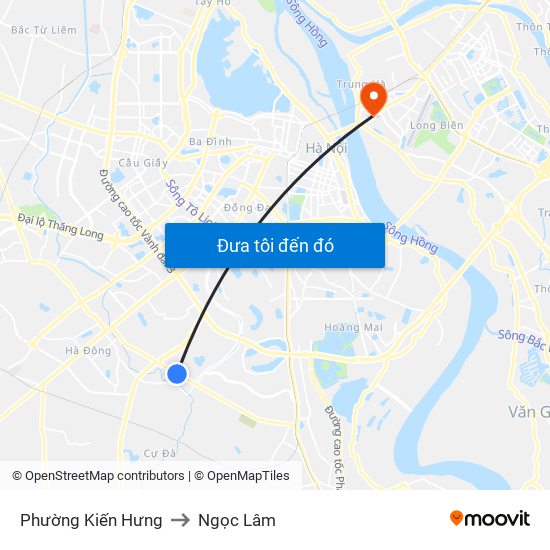 Phường Kiến Hưng to Ngọc Lâm map