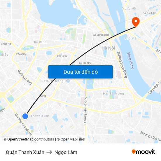 Quận Thanh Xuân to Ngọc Lâm map