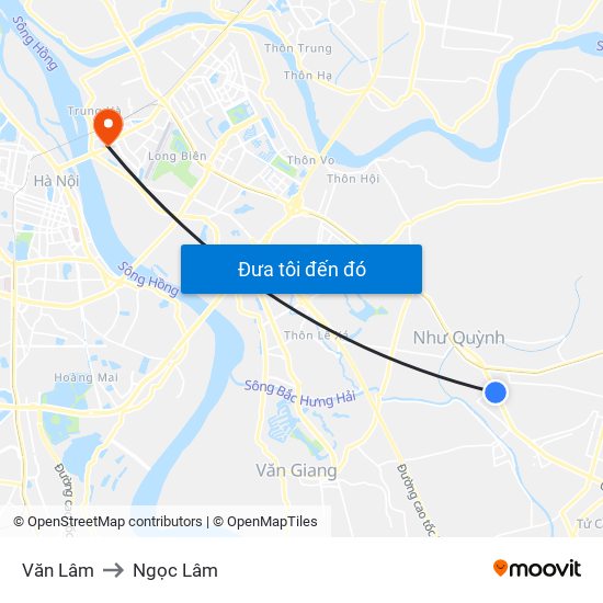 Văn Lâm to Ngọc Lâm map