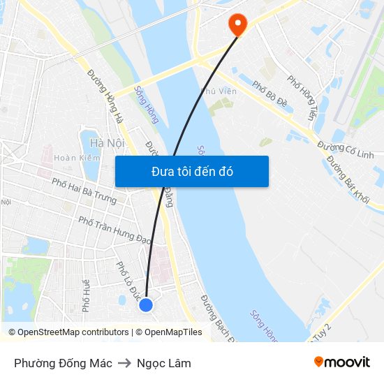 Phường Đống Mác to Ngọc Lâm map