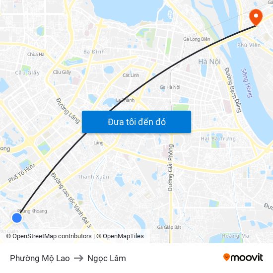 Phường Mộ Lao to Ngọc Lâm map