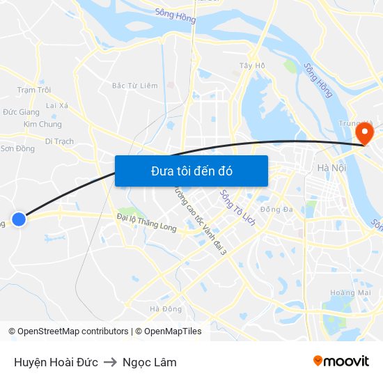 Huyện Hoài Đức to Ngọc Lâm map