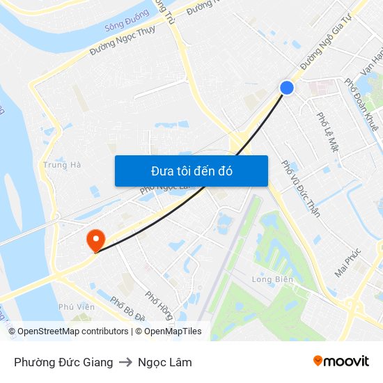 Phường Đức Giang to Ngọc Lâm map