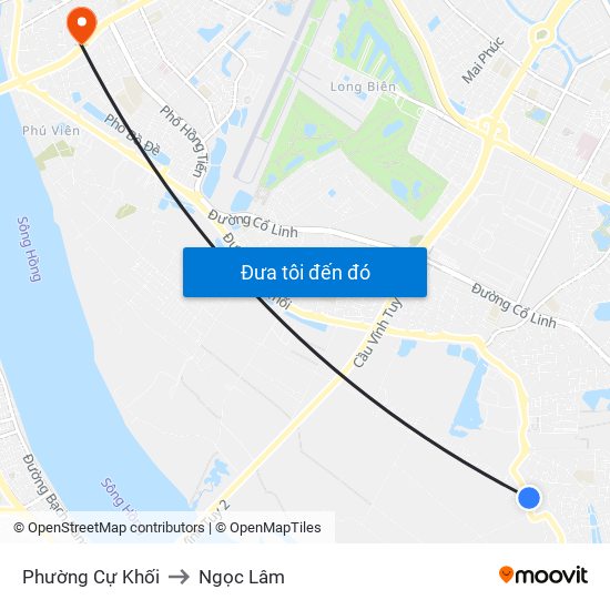 Phường Cự Khối to Ngọc Lâm map