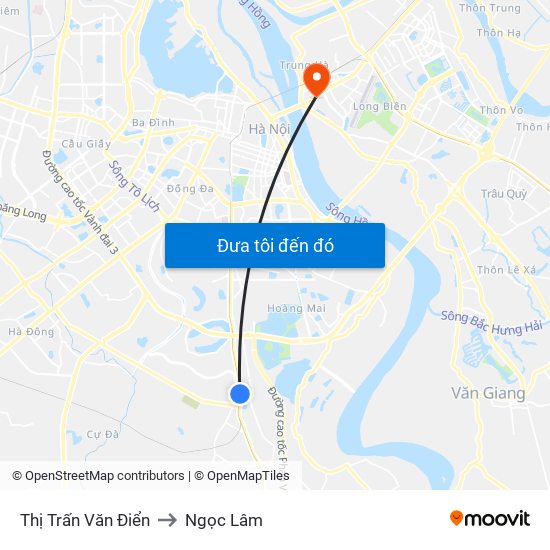 Thị Trấn Văn Điển to Ngọc Lâm map