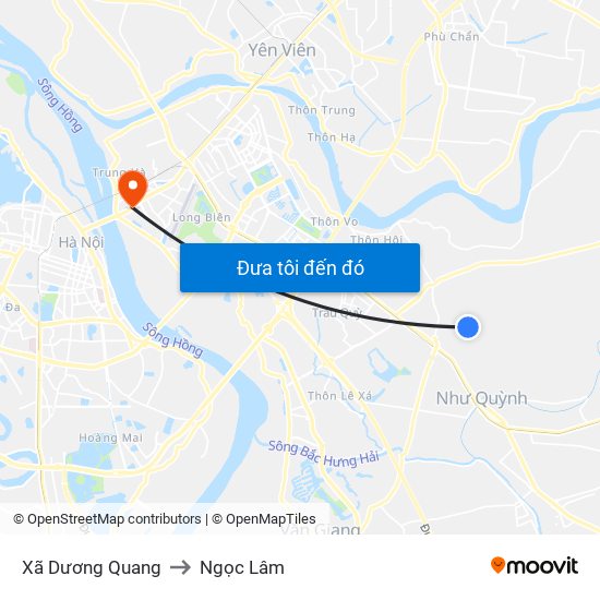 Xã Dương Quang to Ngọc Lâm map