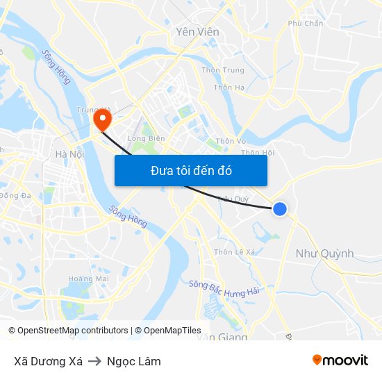 Xã Dương Xá to Ngọc Lâm map