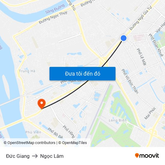 Đức Giang to Ngọc Lâm map