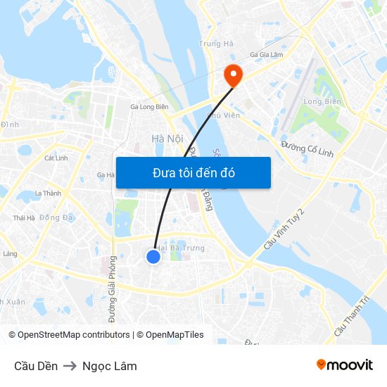 Cầu Dền to Ngọc Lâm map