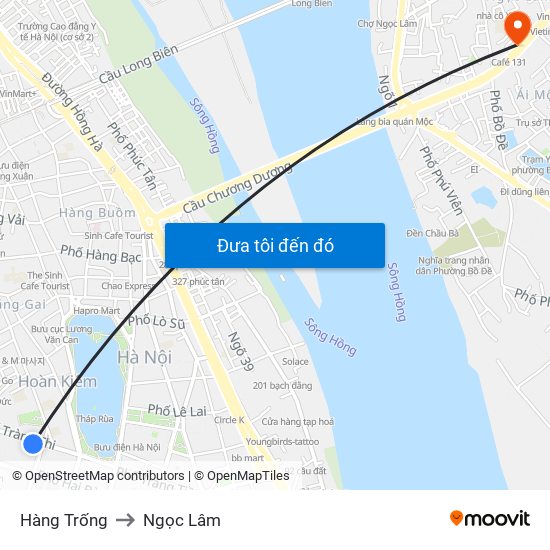 Hàng Trống to Ngọc Lâm map