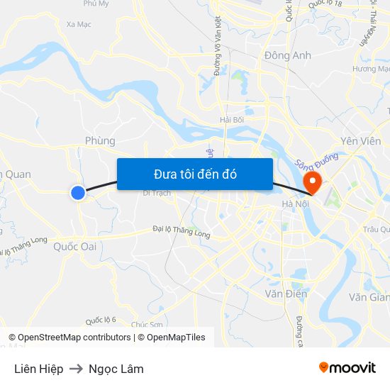 Liên Hiệp to Ngọc Lâm map