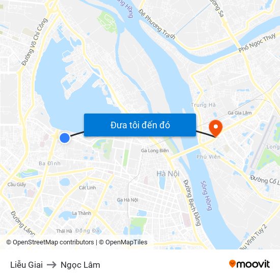 Liễu Giai to Ngọc Lâm map