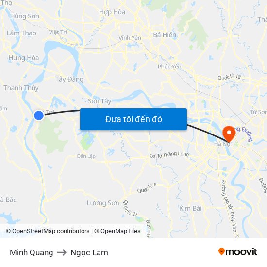 Minh Quang to Ngọc Lâm map