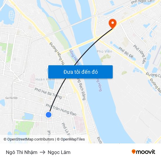 Ngô Thì Nhậm to Ngọc Lâm map