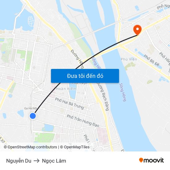 Nguyễn Du to Ngọc Lâm map