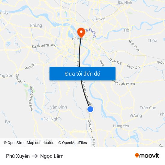 Phú Xuyên to Ngọc Lâm map