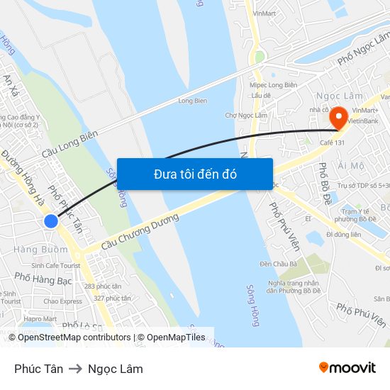 Phúc Tân to Ngọc Lâm map